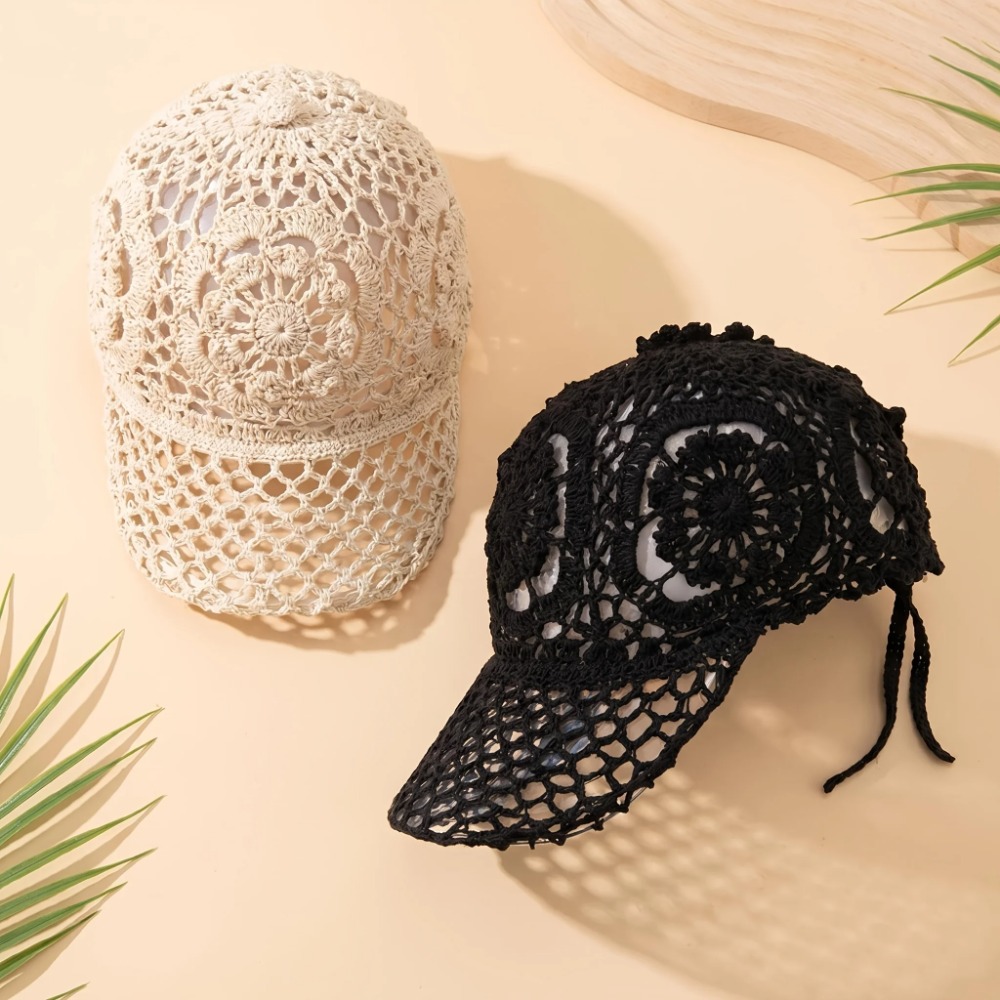 Hand Crochet Hollow Out Baseba - Baseball Cap Structured ulasan dan harga