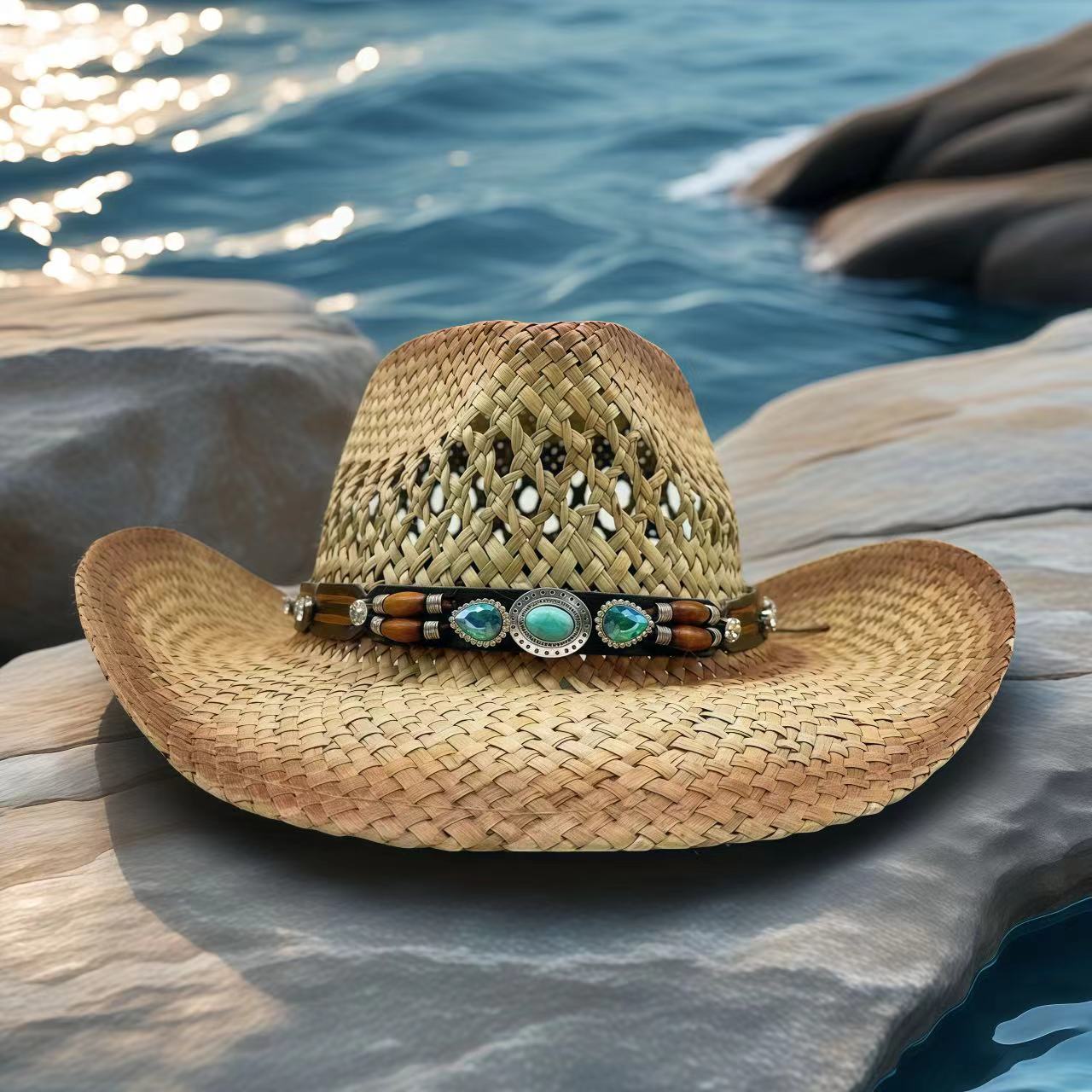 Rhinestone Cowboy Hat Straw Su - Cowboy Hat Straw ulasan dan harga