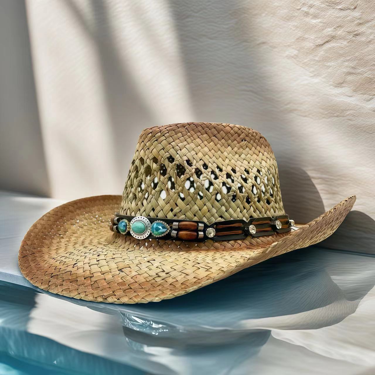 Rhinestone Cowboy Hat Straw Su - Cowboy Hat Straw ulasan dan harga